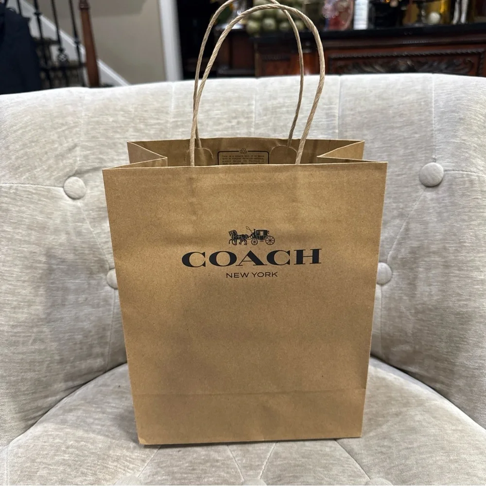 Coach New York Empty Brown Paper Shopping Gift Bags 10x8x4.5” Small Size